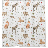 Cute Woodland Animal Pattern Douchegordijn (Voorkant)