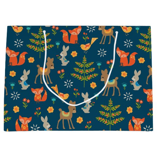 Cute Woodland Animal Pattern Groot Cadeauzakje (Voorkant)