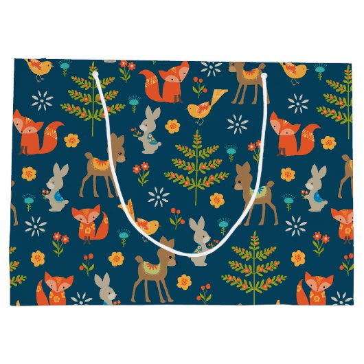 Cute Woodland Animal Pattern Groot Cadeauzakje (Achterkant)