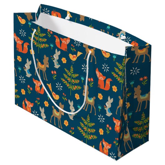Cute Woodland Animal Pattern Groot Cadeauzakje (Achterkant Gekanteld)