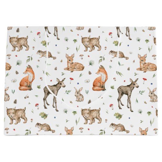Cute Woodland Animal Pattern Groot Cadeauzakje (Voorkant)