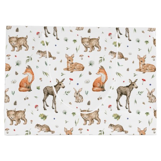 Cute Woodland Animal Pattern Groot Cadeauzakje (Achterkant)