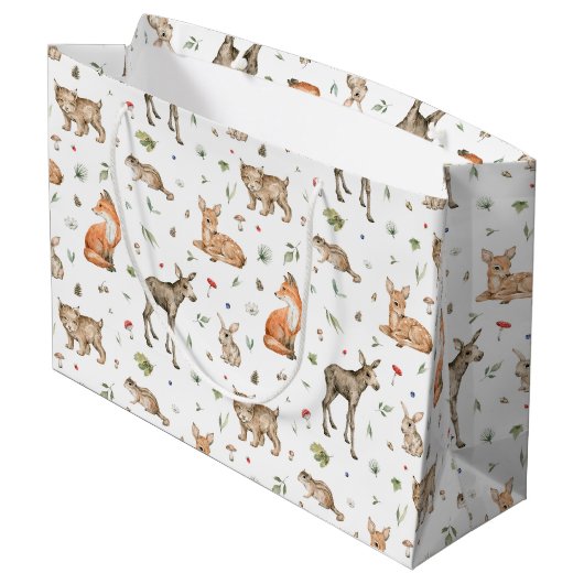 Cute Woodland Animal Pattern Groot Cadeauzakje (Achterkant Gekanteld)