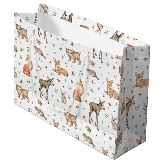 Cute Woodland Animal Pattern Groot Cadeauzakje (Voorkant Gekanteld)