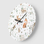Cute Woodland Animal Pattern Grote Klok (Hoek)