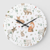 Cute Woodland Animal Pattern Grote Klok (Voorkant)