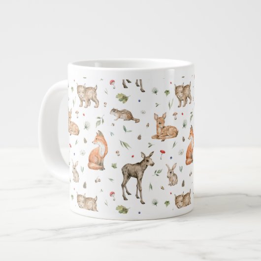 Cute Woodland Animal Pattern Grote Koffiekop (Links)
