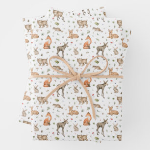 Cute Woodland Animal Pattern Inpakpapier Vel