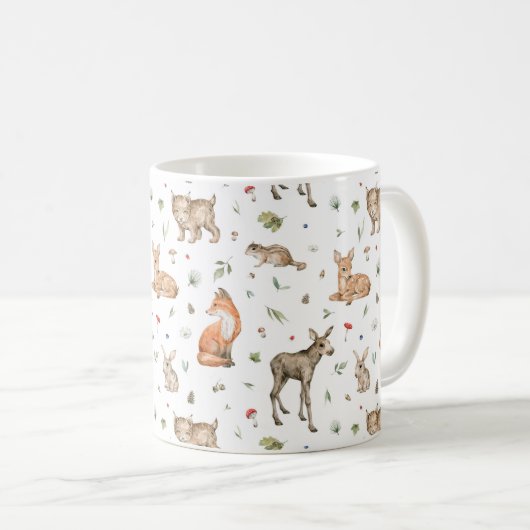 Cute Woodland Animal Pattern Koffiemok (Voorkant rechts)