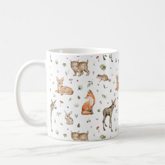 Cute Woodland Animal Pattern Koffiemok (Links)