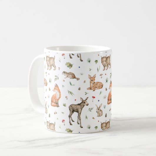 Cute Woodland Animal Pattern Koffiemok (Voorkant links)