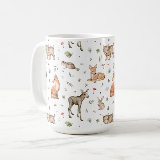Cute Woodland Animal Pattern Koffiemok (Voorkant links)