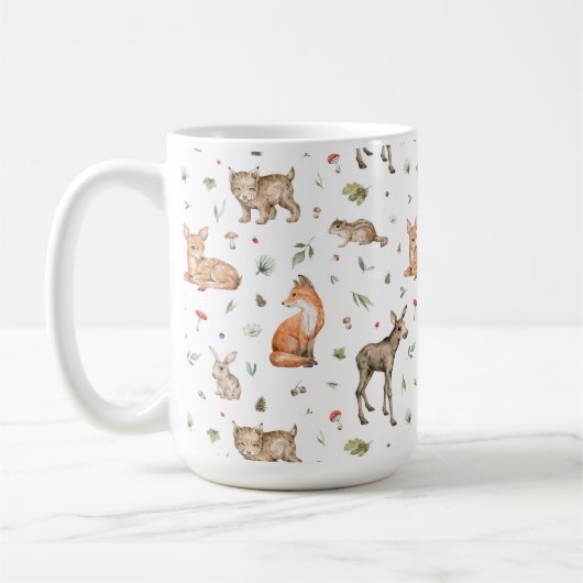 Cute Woodland Animal Pattern Koffiemok (Links)