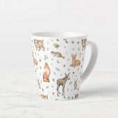 Cute Woodland Animal Pattern Latte Mok (Rechterhoek)
