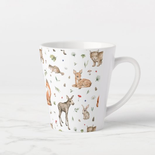 Cute Woodland Animal Pattern Latte Mok (Rechts)