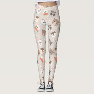 Cute Woodland Animal Pattern Leggings