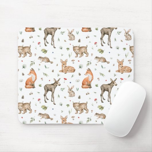 Cute Woodland Animal Pattern Muismat (Met muis)