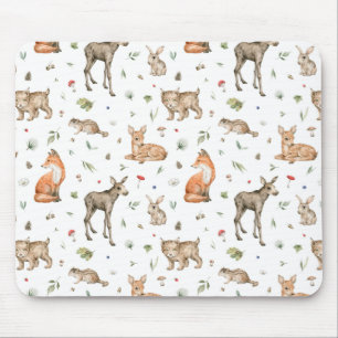 Cute Woodland Animal Pattern Muismat