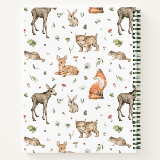 Cute Woodland Animal Pattern Notitieboek (Achterkant)