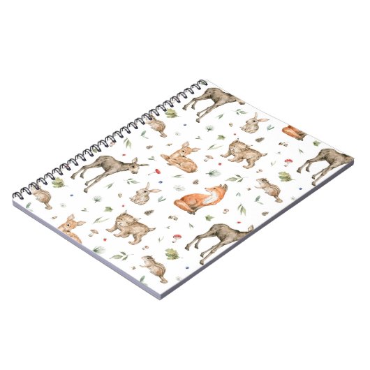 Cute Woodland Animal Pattern Notitieboek (Linkerzijde)