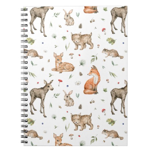 Cute Woodland Animal Pattern Notitieboek (Voorkant)