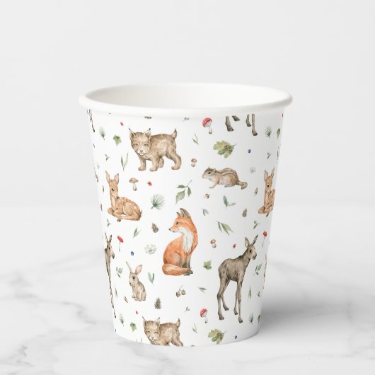 Cute Woodland Animal Pattern Papieren Bekers (Voorkant)