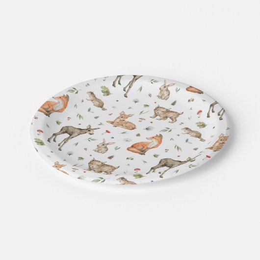 Cute Woodland Animal Pattern Papieren Bordje (Gekanteld)