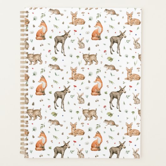 Cute Woodland Animal Pattern Planner (Voorkant)