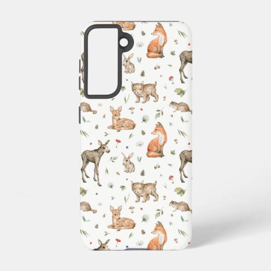 Cute Woodland Animal Pattern Samsung Galaxy Hoesje (Achterkant)