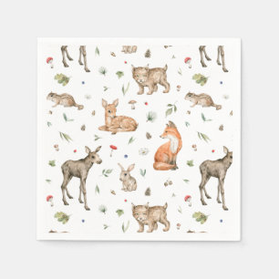 Cute Woodland Animal Pattern Servet