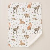Cute Woodland Animal Pattern Sherpa Deken (Voorkant)