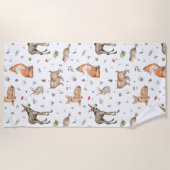 Cute Woodland Animal Pattern Strandlaken (Voorkant)