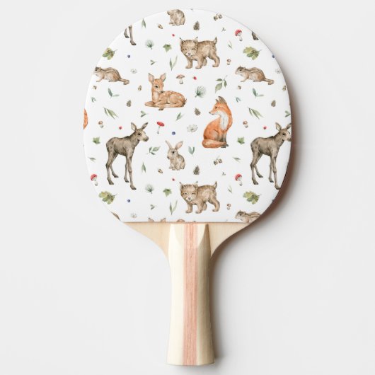 Cute Woodland Animal Pattern Tafeltennisbatje (Voorkant)