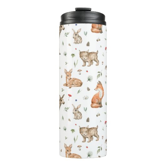 Cute Woodland Animal Pattern Thermosbeker (Voorkant)