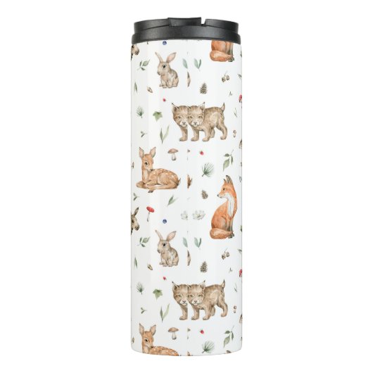 Cute Woodland Animal Pattern Thermosbeker (Achterkant)