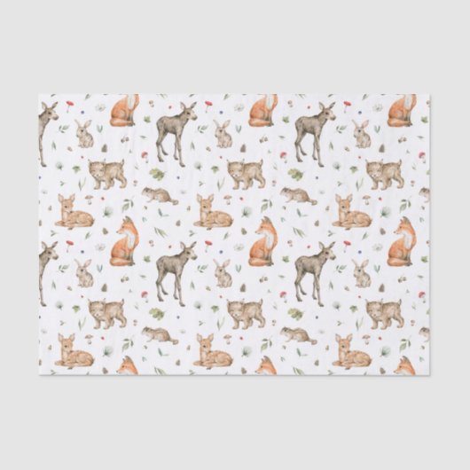 Cute Woodland Animal Pattern Tissuepapier (Voorkant)