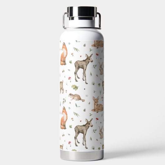 Cute Woodland Animal Pattern Waterfles (Achterkant)