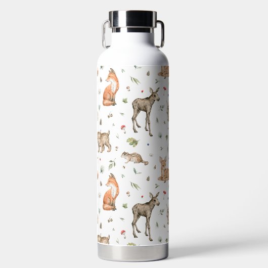 Cute Woodland Animal Pattern Waterfles (Voorkant)