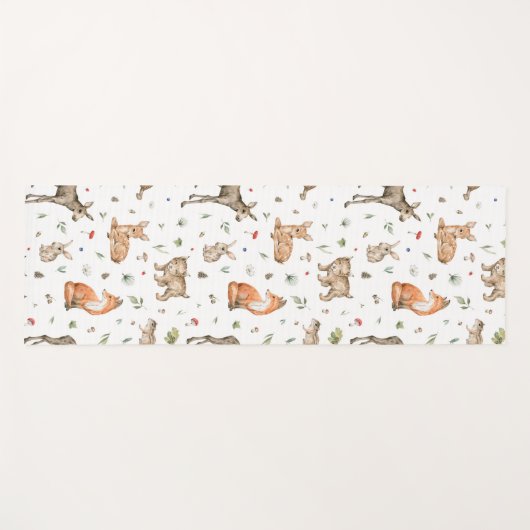 Cute Woodland Animal Pattern Yogamat (Voorkant (horizontaal))