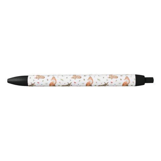 Cute Woodland Animal Pattern Zwarte Inkt Pen (Voorkant)