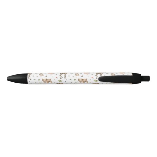 Cute Woodland Animal Pattern Zwarte Inkt Pen (Achterkant)