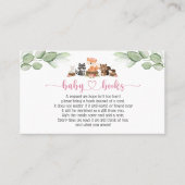 Cute Woodland Animal Pink Floral Book Request Kaar Visitekaartje (Voorkant)