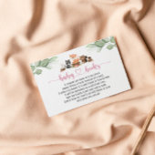 Cute Woodland Animal Pink Floral Book Request Kaar Visitekaartje