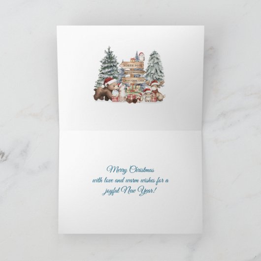 Cute Woodland Animal Scene Feestdagen Kaart (Binnen)