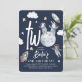 Cute Woodland Animal Space 2e verjaardag Kaart (Staand voorkant)