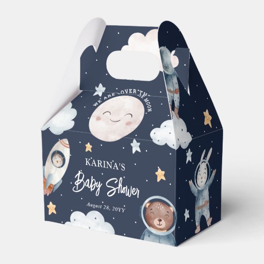 Cute Woodland Animal Space Baby shower Bedankdoosjes (Voorkant Zijde)