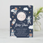 Cute Woodland Animal Space Baby shower Kaart (Staand voorkant)