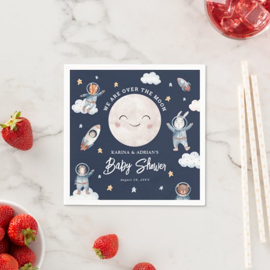 Cute Woodland Animal Space Baby shower Servet (Insitu)