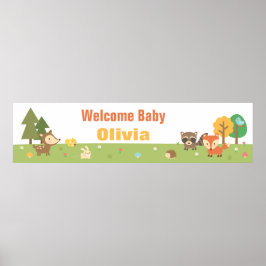 Cute Woodland Animal ThMED Baby shower Banner Poster