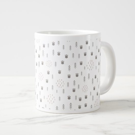 Cute Woodland Animal Track Pattern Grote Koffiekop (Voorkant rechts)